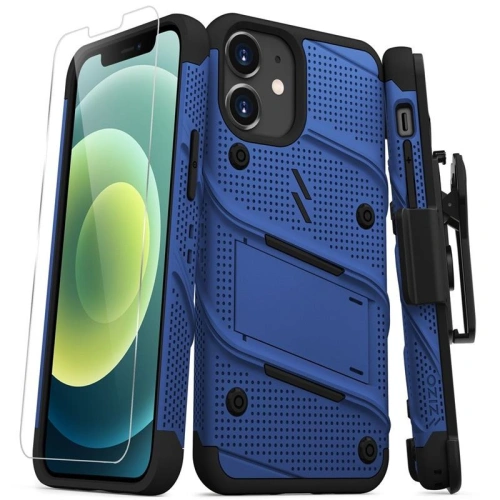 Kup Páncélozott tok Zizo Bolt Cover Apple iPhone 12 mini 9H üveggel a képernyőre + állvány & övcsat (kék/fekete) - ZIZ050BLUBLK - {ean13} - Sklep Home Screen
