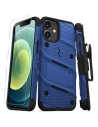 Kup Pancerne etui Zizo Bolt Cover Apple iPhone 12 mini ze szkłem 9H na ekran + podstawka & uchwyt do paska (niebieski/czarny) - ZIZ050BLUBLK - {ean13} - Sklep Home Screen