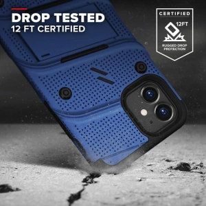 Kup Páncélozott tok Zizo Bolt Cover Apple iPhone 12 mini 9H üveggel a képernyőre + állvány & övcsat (kék/fekete) - ZIZ050BLUBLK - {ean13} - Sklep Home Screen