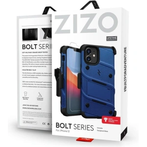Kup Páncélozott tok Zizo Bolt Cover Apple iPhone 12 mini 9H üveggel a képernyőre + állvány & övcsat (kék/fekete) - ZIZ050BLUBLK - {ean13} - Sklep Home Screen