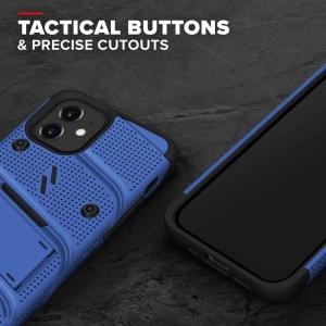 Kup Páncélozott tok Zizo Bolt Cover Apple iPhone 12 mini 9H üveggel a képernyőre + állvány & övcsat (kék/fekete) - ZIZ050BLUBLK - {ean13} - Sklep Home Screen
