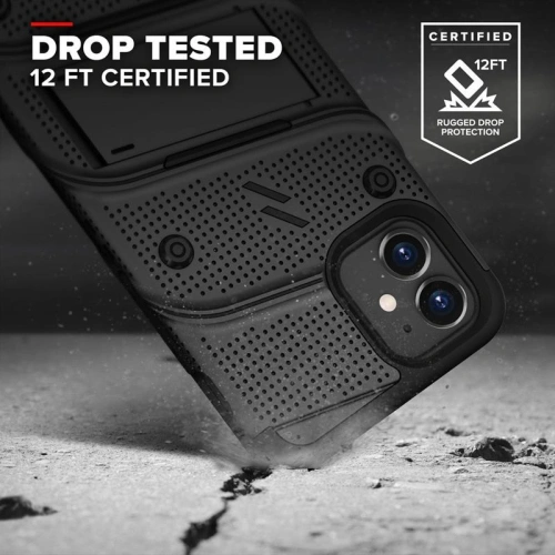 Kup Panzergeländehülle Zizo Bolt Cover Apple iPhone 12 mini mit 9H-Glas auf dem Bildschirm + Ständer & Gürtelclip (schwarz) - ZIZ051BLK - {ean13} - Sklep Home Screen