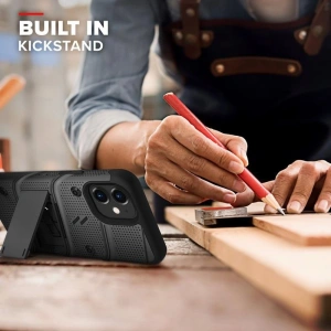 Kup Pancerne etui Zizo Bolt Cover Apple iPhone 12 mini ze szkłem 9H na ekran + podstawka & uchwyt do paska (czarny) - ZIZ051BLK - {ean13} - Sklep Home Screen