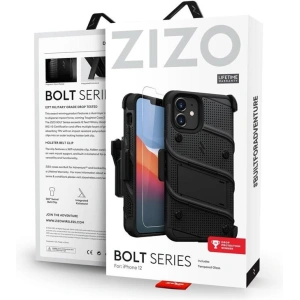 Kup Páncélozott tok Zizo Bolt Cover Apple iPhone 12 mini 9H üveggel a kijelzőre + állvány & övre akasztható tartó (fekete) - ZIZ051BLK - {ean13} - Sklep Home Screen
