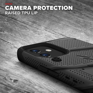 Kup Pancerne etui Zizo Bolt Cover Apple iPhone 12 mini ze szkłem 9H na ekran + podstawka & uchwyt do paska (czarny) - ZIZ051BLK - {ean13} - Sklep Home Screen