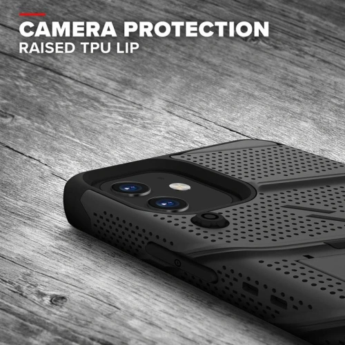 Kup Pancéřové pouzdro Zizo Bolt Cover Apple iPhone 12 mini se sklem 9H na displej + stojánek a držák na pásek (černé) - ZIZ051BLK - {ean13} - Sklep Home Screen