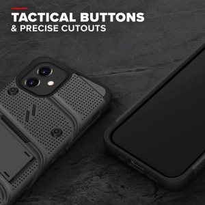 Kup Panzergeländehülle Zizo Bolt Cover Apple iPhone 12 mini mit 9H-Glas auf dem Bildschirm + Ständer & Gürtelclip (schwarz) - ZIZ051BLK - {ean13} - Sklep Home Screen