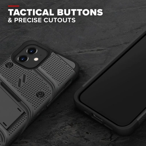 Kup Panzergeländehülle Zizo Bolt Cover Apple iPhone 12 mini mit 9H-Glas auf dem Bildschirm + Ständer & Gürtelclip (schwarz) - ZIZ051BLK - {ean13} - Sklep Home Screen