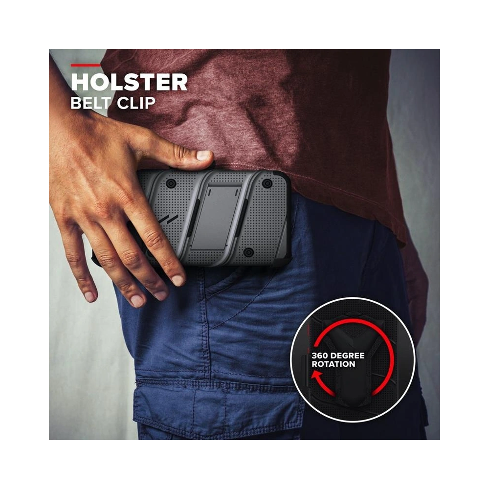 Pancerne etui Zizo Bolt Cover Apple iPhone 12/12 Pro ze szkłem 9H na ekran + podstawka & uchwyt do paska (szary)