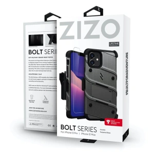 Kup Páncélozott tok Zizo Bolt Cover Apple iPhone 12/12 Pro 9H üveggel a kijelzőre + állvány & övtartó (szürke) - ZIZ052GRY - {ean13} - Sklep Home Screen