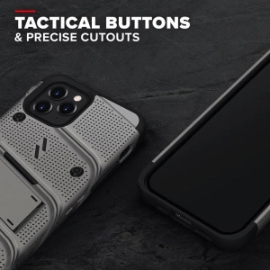 Kup Panzergelände Zizo Bolt Cover Apple iPhone 12/12 Pro mit 9H Glas für den Bildschirm + Ständer & Gürtelclip (grau) - ZIZ052GRY - {ean13} - Sklep Home Screen