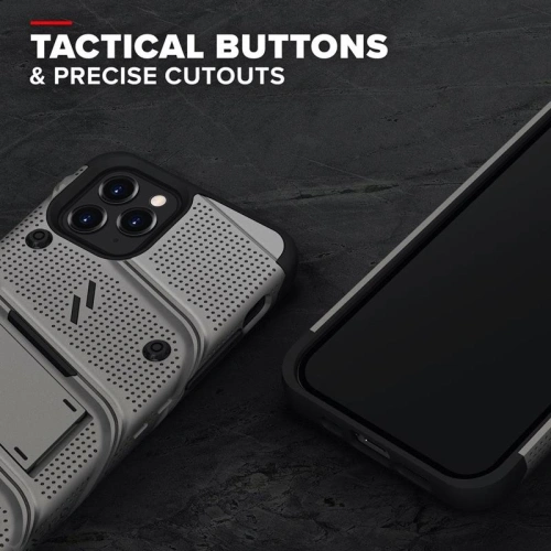Kup Panzergelände Zizo Bolt Cover Apple iPhone 12/12 Pro mit 9H Glas für den Bildschirm + Ständer & Gürtelclip (grau) - ZIZ052GRY - {ean13} - Sklep Home Screen
