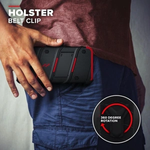 Kup Páncélozott tok Zizo Bolt Cover Apple iPhone 12/12 Pro 9H üveggel a képernyőre + állvány és övcsat (fekete/piramis) - ZIZ053BLKRED - {ean13} - Sklep Home Screen