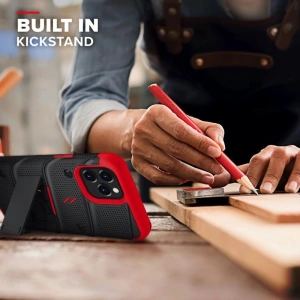Kup Pancéřové pouzdro Zizo Bolt Cover Apple iPhone 12/12 Pro se sklem 9H na displej + stojánek a držák na pásek (černý/červený) - ZIZ053BLKRED - {ean13} - Sklep Home Screen