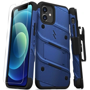 Kup Pancéřové pouzdro Zizo Bolt Cover Apple iPhone 12/12 Pro se sklem 9H na displej + stojánek & držák na pásek (modrá/černá) - ZIZ054BLUBLK - {ean13} - Sklep Home Screen
