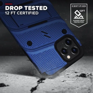 Kup Panzerschutzhülle Zizo Bolt Cover Apple iPhone 12/12 Pro mit 9H Glas für den Bildschirm + Ständer & Gürtelclip (blau/schwarz) - ZIZ054BLUBLK - {ean13} - Sklep Home Screen