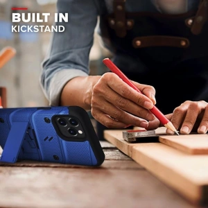 Kup Pancéřové pouzdro Zizo Bolt Cover Apple iPhone 12/12 Pro se sklem 9H na displej + stojánek & držák na pásek (modrá/černá) - ZIZ054BLUBLK - {ean13} - Sklep Home Screen
