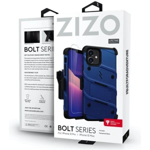 Kup Páncélozott tok Zizo Bolt Cover Apple iPhone 12/12 Pro 9H üveggel a képernyőn + állvány & övcsat (kék/fekete) - ZIZ054BLUBLK - {ean13} - Sklep Home Screen