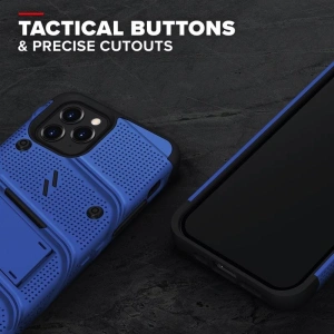 Kup Páncélozott tok Zizo Bolt Cover Apple iPhone 12/12 Pro 9H üveggel a képernyőn + állvány & övcsat (kék/fekete) - ZIZ054BLUBLK - {ean13} - Sklep Home Screen