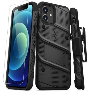 Kup Pancéřové pouzdro Zizo Bolt Cover Apple iPhone 12/12 Pro se sklem 9H na displej + stojánek & držák na pásek (černý) - ZIZ055BLK - {ean13} - Sklep Home Screen