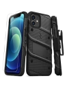 Husă de protecție Zizo Bolt pentru Apple iPhone 12/12 Pro cu sticlă 9H pentru ecran + suport și prindere pentru curea (negru)