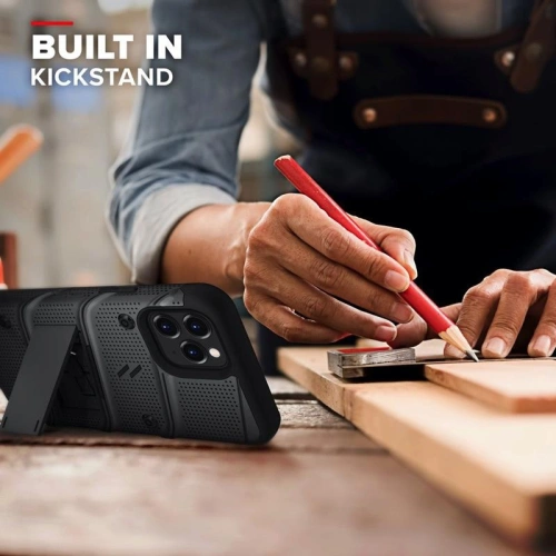 Kup Husă de protecție Zizo Bolt pentru Apple iPhone 12/12 Pro cu sticlă 9H pentru ecran + suport și prindere pentru curea (negru) - ZIZ055BLK - {ean13} - Sklep Home Screen