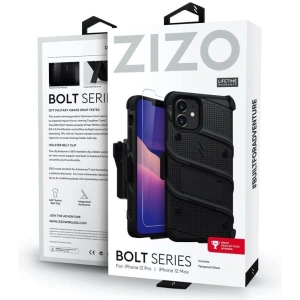Kup Páncélozott tok Zizo Bolt Cover Apple iPhone 12/12 Pro 9H üveggel a kijelzőhöz + állvány és övtartó (fekete) - ZIZ055BLK - {ean13} - Sklep Home Screen