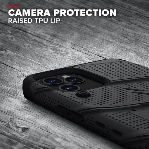 Kup Husă de protecție Zizo Bolt pentru Apple iPhone 12/12 Pro cu sticlă 9H pentru ecran + suport și prindere pentru curea (negru) - ZIZ055BLK - {ean13} - Sklep Home Screen
