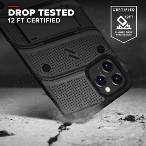 Kup Panzerschutzhülle Zizo Bolt Cover Apple iPhone 12 Pro Max mit 9H Glas auf dem Bildschirm + Ständer & Gürtelhalterung (schwarz) - ZIZ056BLK - {ean13} - Sklep Home Screen