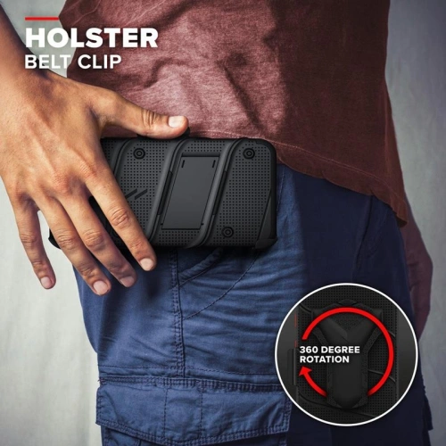 Kup Etui din plastic Zizo Bolt Cover Apple iPhone 12 Pro Max cu sticlă 9H pentru ecran + suport & prindere pentru curea (negru) - ZIZ056BLK - {ean13} - Sklep Home Screen