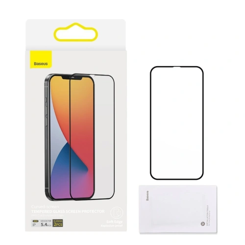 Buy Tempered glass 0.23mm PE01 Baseus Apple iPhone 12 mini (2pcs) black - BSU1861 - {ean13} - Home Screen Store Europe