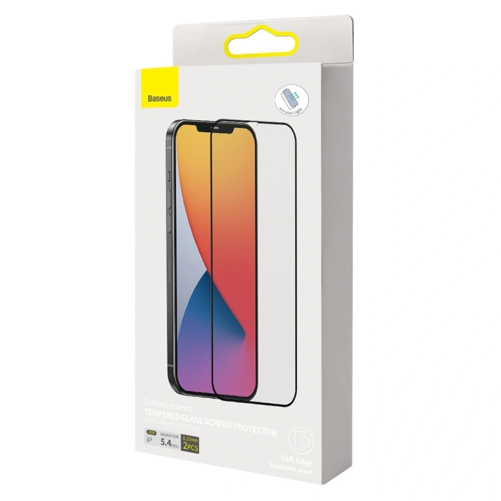 Szkło hartowane 0.23mm TE01 Baseus Apple iPhone 12 mini (2szt.) czarne