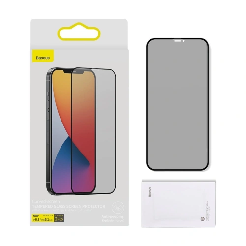 Buy Tempered glass 0.23mm with privatization filter Baseus Apple iPhone 12/12 Pro (2pcs) - BSU1864 - {ean13} - Home Screen Store Europe