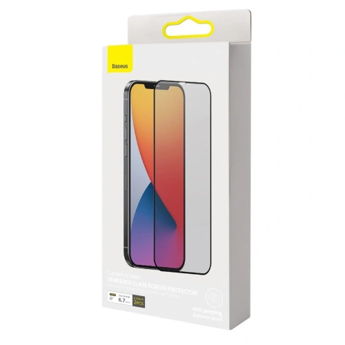 Buy Tempered glass 0.23mm with privatization filter Baseus Apple iPhone 12 Pro Max (2pcs) - BSU1865 - {ean13} - Home Screen Store Europe