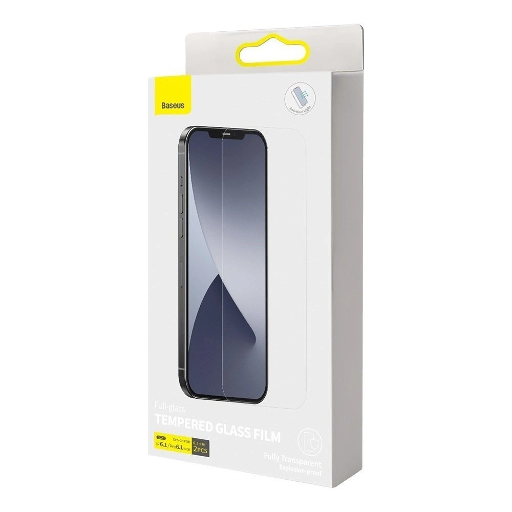 Szkło hartowane z filtrem światła niebieskiego 0.3mm Baseus Apple iPhone 12/12 Pro (2szt.)