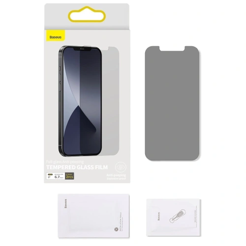 Buy Tempered glass 0.3mm Baseus with Privatization filter Apple iPhone 12 Pro Max (2pcs) - BSU1874 - {ean13} - Home Screen Store Europe