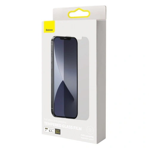 Buy Tempered glass 0.3mm Baseus with Privatization filter Apple iPhone 12 Pro Max (2pcs) - BSU1874 - {ean13} - Home Screen Store Europe