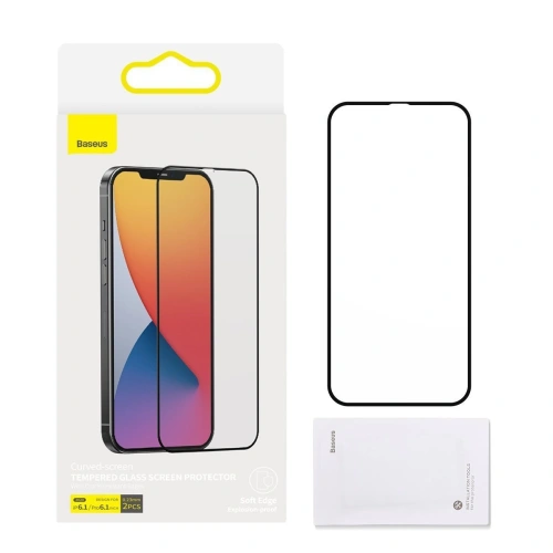 Buy Tempered glass 0.23mm Baseus Apple iPhone 12/12 Pro (2pcs) black - BSU1878 - {ean13} - Home Screen Store Europe