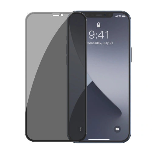 Buy Tempered glass 0.3mm Baseus with Privatization filter Apple iPhone 12/12 Pro (2pcs) black - BSU1880 - {ean13} - Home Screen Store Europe