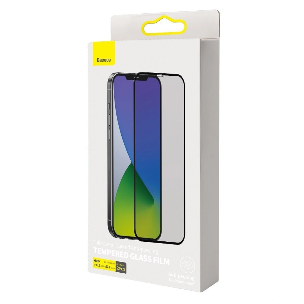 Szkło hartowane z filtrem prywatyzującym 0.3mm Baseus Apple iPhone 12/12 Pro (2szt.) czarne