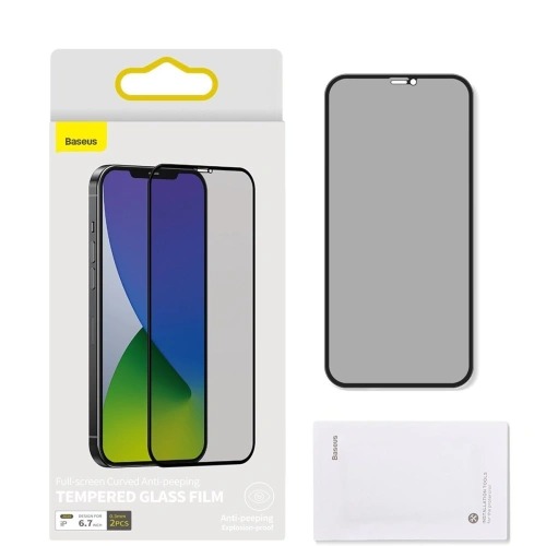 Kup Edzett üveg privatizáló szűrővel 0.3mm Baseus Apple iPhone 12 Pro Max (2db) fekete - BSU1881 - {ean13} - Sklep Home Screen
