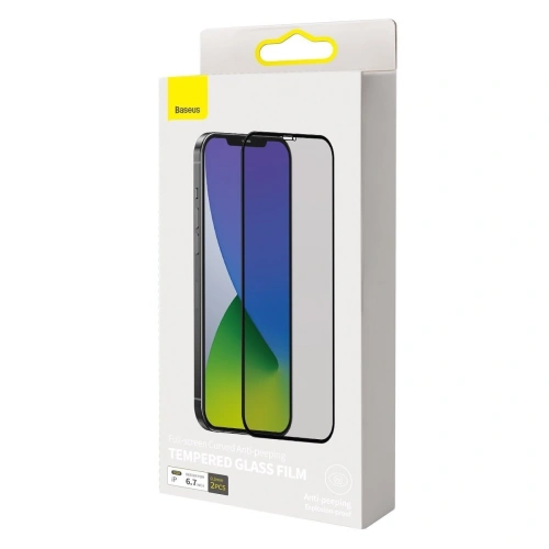 Buy Tempered glass 0.3mm Baseus with Privatization filter Apple iPhone 12 Pro Max (2pcs) black - BSU1881 - {ean13} - Home Screen Store Europe