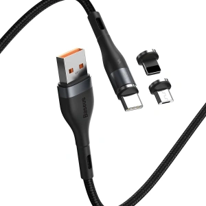 Kup Kabel USB Baseus Fast 4w1 USB na USB-C / Lightning / Micro 3A 1m (šedý + černý) - BSU1883GRYBLK - {ean13} - Sklep Home Screen