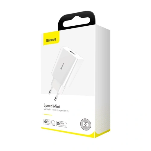 Buy Baseus Quick Charger PD + QC 3.0 18W (white) - BSU1884WHT - {ean13} - Home Screen Store Europe