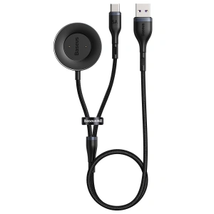 Kup USB kábel 2w1 Baseus Cafule, USB-C 40W + vezeték nélküli töltő okosórához Huawei/Honor, 5A, 1,2m (szürke-fekete) - BSU1891GRYBLK - {ean13} - Sklep Home Screen