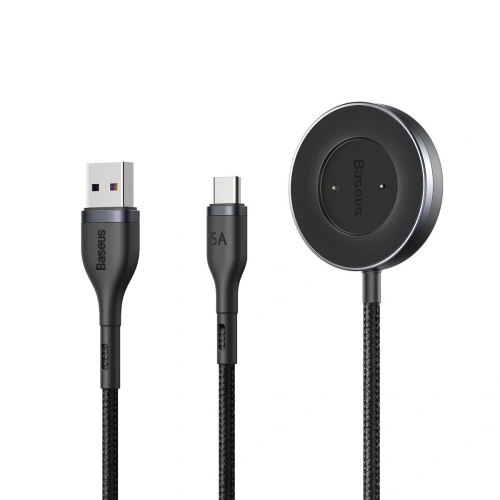 Buy Baseus Cafule Series One-for-two Data Cable USB to C+ Watch Charging Dock for Huawei Mobile Phone & Watch 1.5m Gray+Black - BSU1891GRYBLK - {ean13} - Home Screen Store Europe