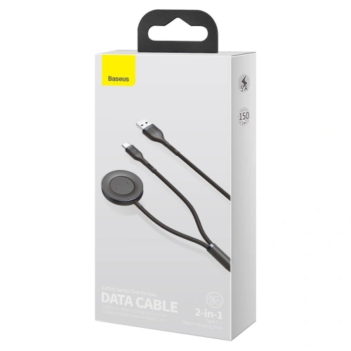 Kup Cablu USB 2w1 Baseus Cafule, USB-C 40W + încărcător wireless pentru smartwatch-uri Huawei/Honor, 5A, 1,2m (gri-negru) - BSU1891GRYBLK - {ean13} - Sklep Home Screen
