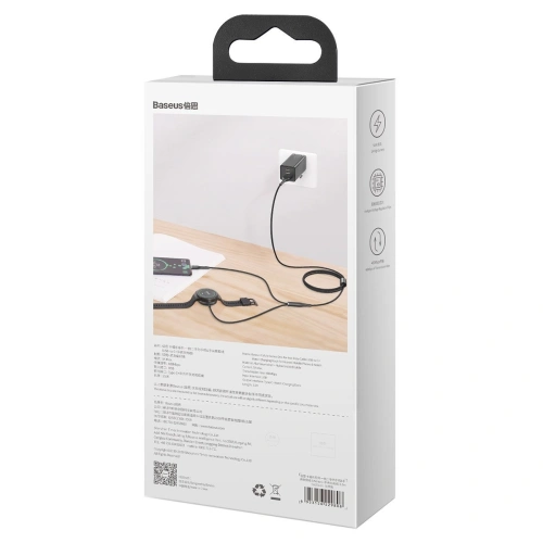 Buy Baseus Cafule Series One-for-two Data Cable USB to C+ Watch Charging Dock for Huawei Mobile Phone & Watch 1.5m Gray+Black - BSU1891GRYBLK - {ean13} - Home Screen Store Europe