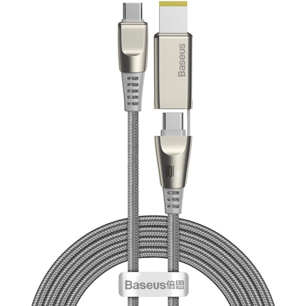 Kabel 2w1 Baseus Flash Series, USB-C do USB-C / wtyczka Lenovo, 100W, 2m (szary)