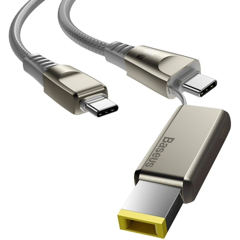 Kabel 2w1 Baseus Flash Series, USB-C do USB-C / wtyczka Lenovo, 100W, 2m (szary)